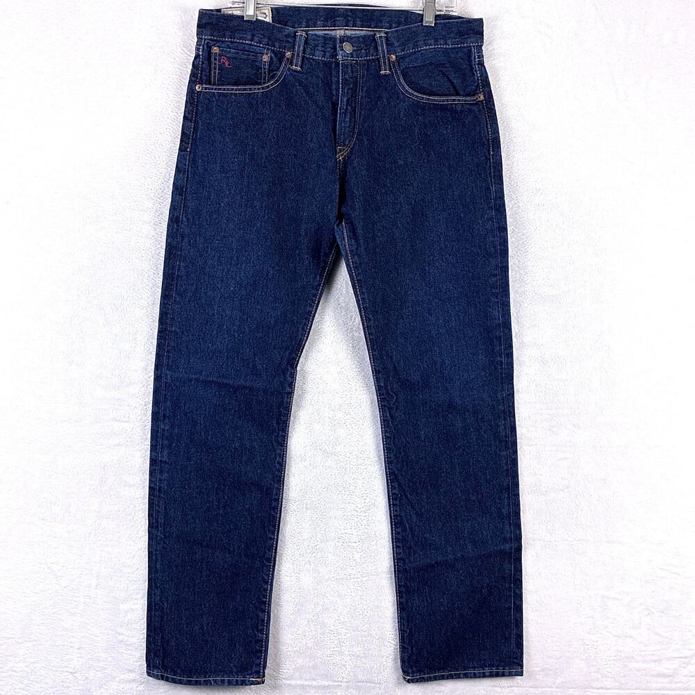 Polo Ralph Varick Lauren Jeans Mens 32x32 (34x32) Raw Dark Wash Preppy Classic